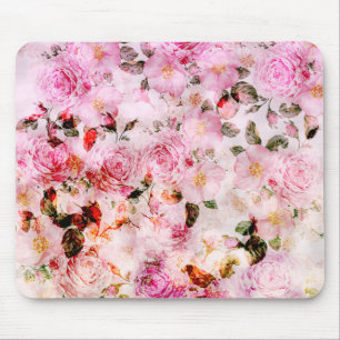 Chic Pretty Blush Pink Watercolor Roses Floral Mouse Pad
