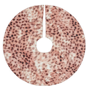 Chic Pretty Girly Rose Gold Leopard  Brushed Polyester Tree Skirt
