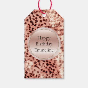Chic Pretty Girly Rose Gold Leopard Gift Tags