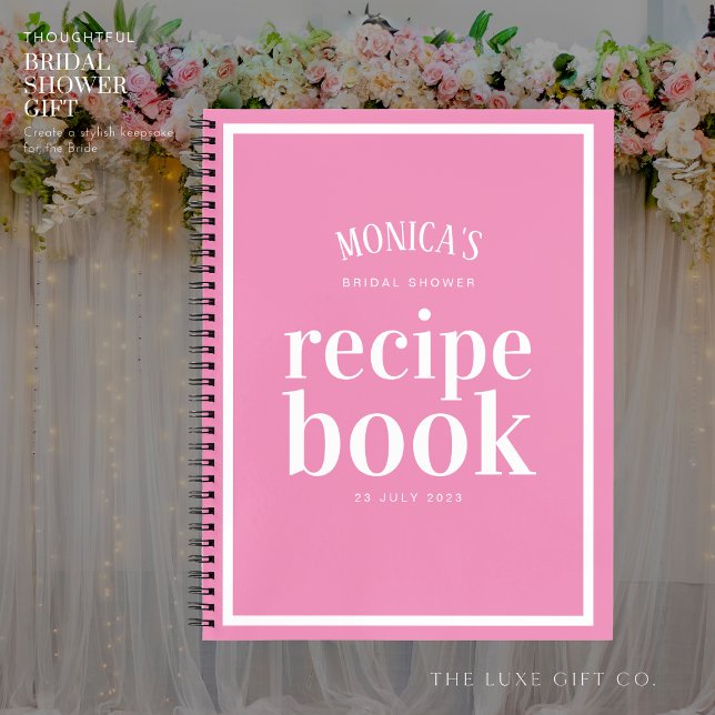 Chic Pretty Pink and White Bridal Shower Recipe Notebook (Creator Uploaded)