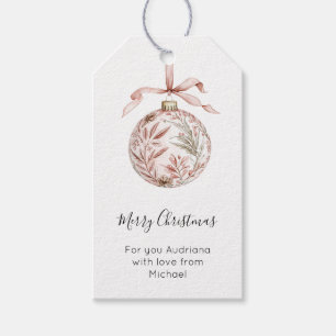 Chic Pretty Pink Bow Christmas Ornament  Gift Tags