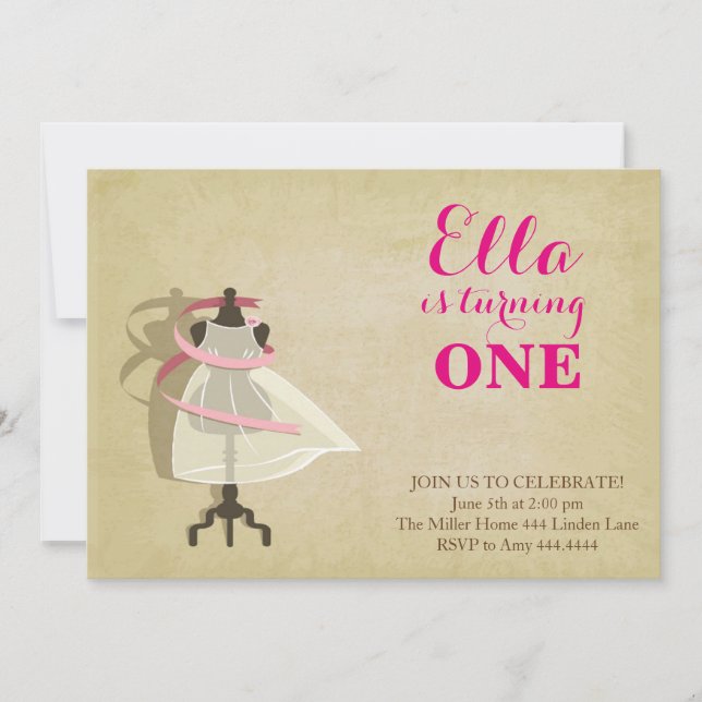 Chic Princess First Birthday Invitations (Front)