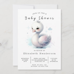 Chic Printable Swan Baby Shower Invitation