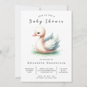 Chic Printable Swan Baby Shower Invitation