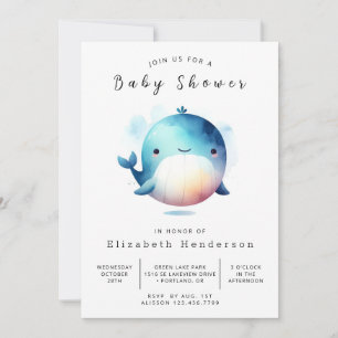 Chic Printable Whale Baby Shower Invitation
