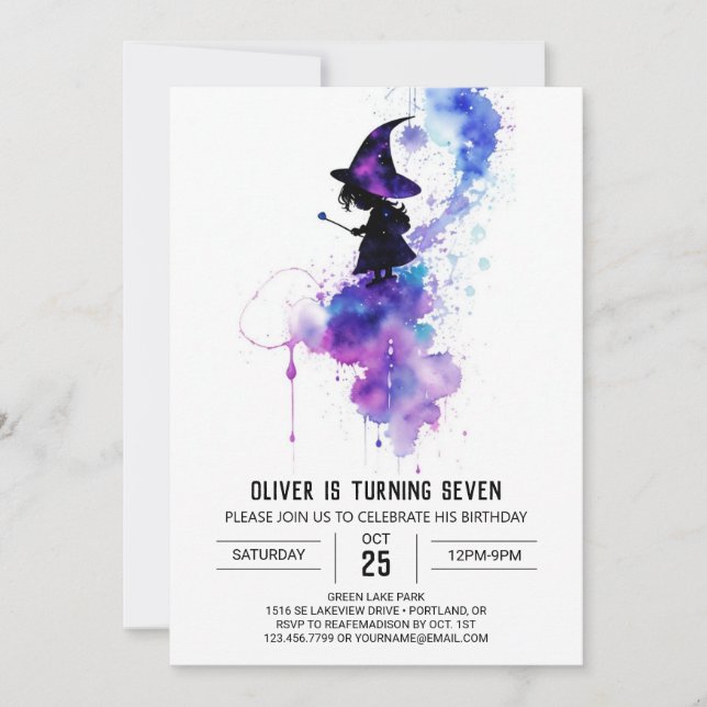 Chic Printable Wizardry Birthday Invitation (Front)