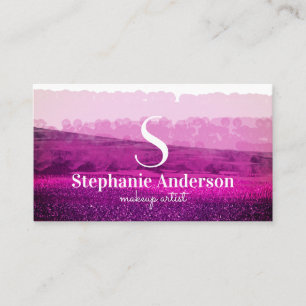 Chic Professional Burgundy and Pink Monogrammed Business Card