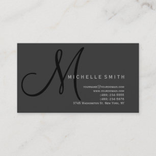 Chic Professional Monogram Grey Business Card