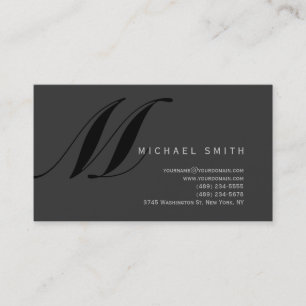 Chic Professional Monogram Grey Business Card