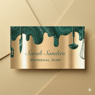 Chic Professional Personal Chef Catering Gold   Business Card