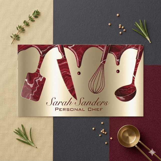 Chic Professional Personal Chef Catering Gold   Business Card (Creator Uploaded)