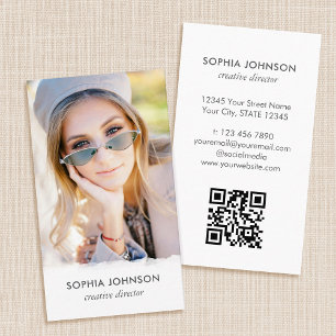 Chic Professional Photo QR Code Stylish Portrait Business Card