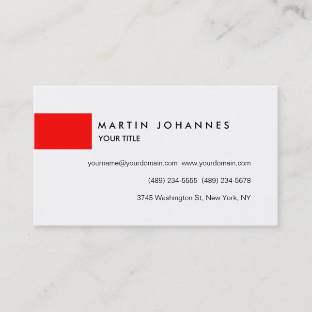Chic Professional Red White Profile Business Card (Front)