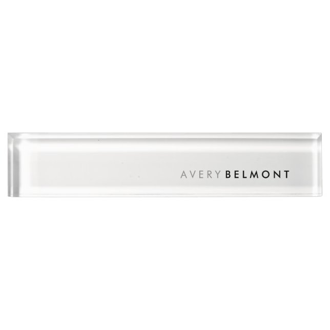 Chic Professional White  Modern Simple Minimalist Nameplate (Front)
