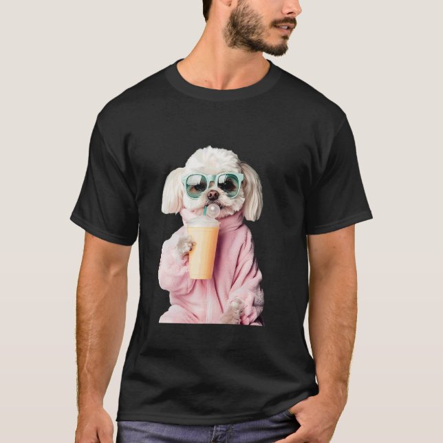 Chic Pup Relaxing In Style T-Shirt (Front)