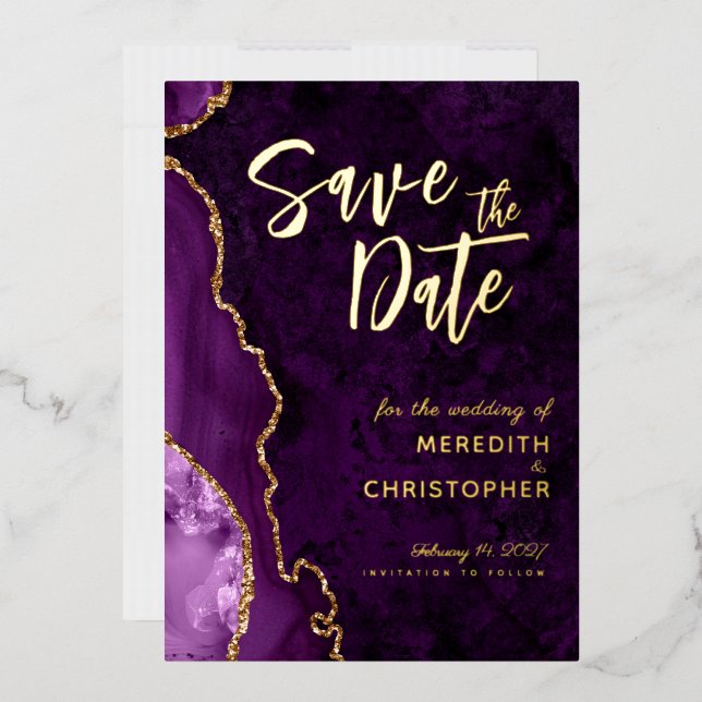 Chic Purple Agate Save the Date Gold (Envelope)