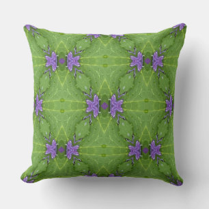 Chic Purple and Green Floral Geometric Cushion