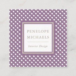 Chic Purple and White Geometric Square Business Card
