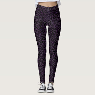 Chic Purple Black Leopard Print Leggings