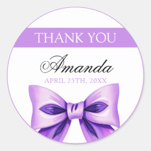 Chic Purple Bow Coquette Girl Sweet 16 Birthday Classic Round Sticker