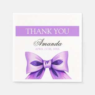 Chic Purple Bow Coquette Girl Sweet 16 Birthday Napkin