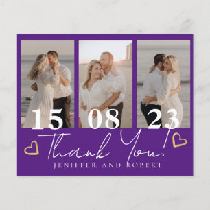 Chic Purple Budget Wedding Photo Thank you cards