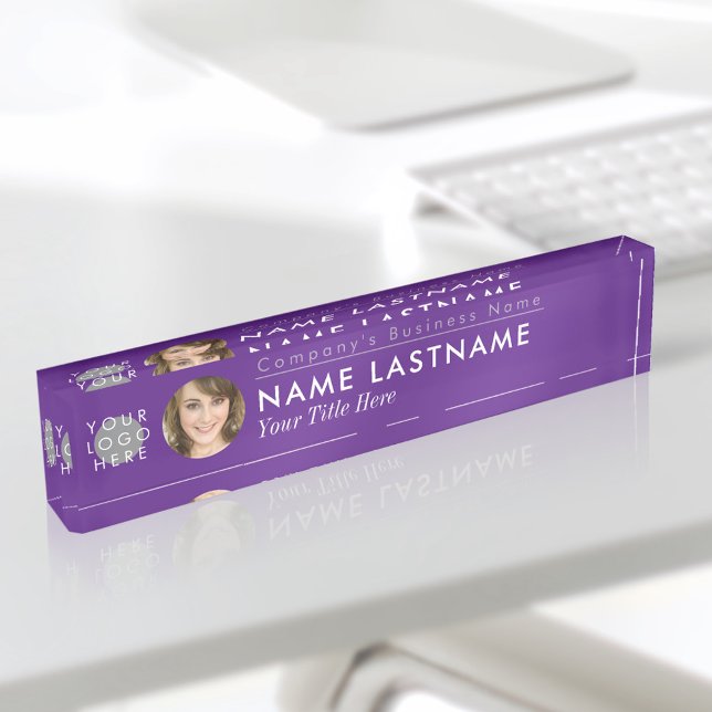 Chic Purple Custom Logo Photo Modern Professional Nameplate (Creator Uploaded)