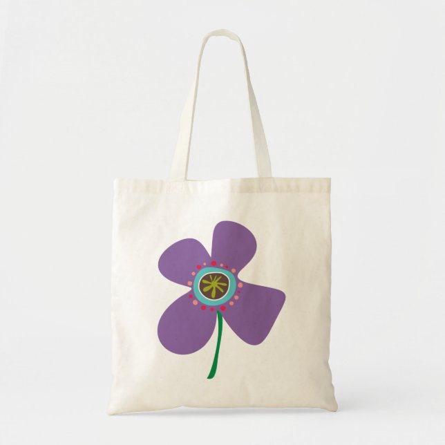 Chic Purple Daisy Pop Summer Flower Whimsical Cute Tote Bag (Front)