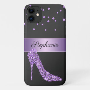 Chic Purple Diamond High Heel Shoe Name Case-Mate iPhone Case