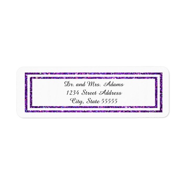 Chic Purple Faux Glittered Trim - Address Label (Front)