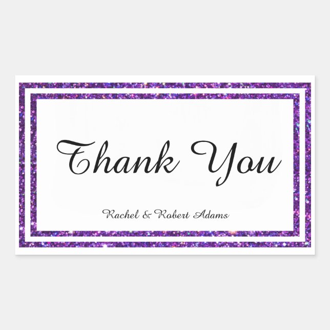 Chic Purple Faux Glittered Trim- Rectangle Sticker (Front)