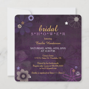 Chic Purple Floral Bridal Shower Invitation