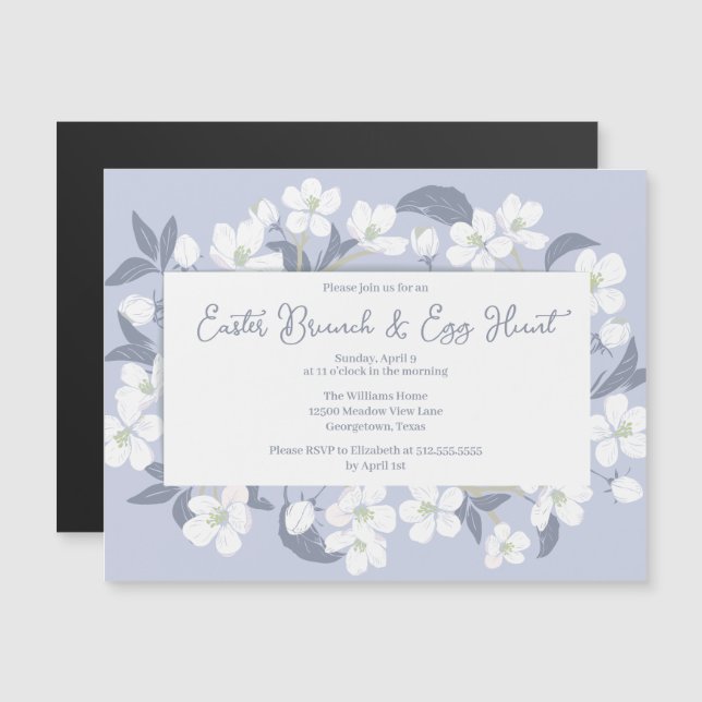 Chic Purple Floral Easter Brunch Magnet Invitation (Front/Back)