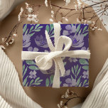 Chic Purple Floral & Foliage Watercolor Pattern Wr Wrapping Paper Sheet<br><div class="desc">This is a gorgeous original watercolor design created in our studio. The delicate purple flowers contrast beautifully with the green foliage elements. Great for weddings,  anniversaries,  birthdays and more.</div>