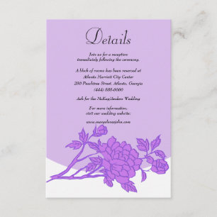 Chic Purple Floral Wedding Details Enclosure Card