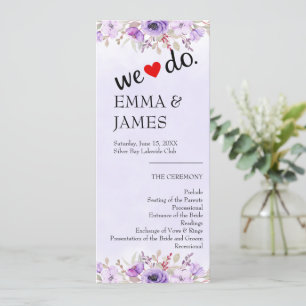 Chic Purple Floral Wedding Programs