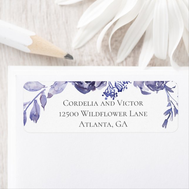 Chic Purple Floral Winter Wedding Return Address (Insitu)