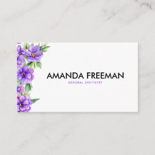 Chic Purple Flowers Dental Office Dentist Business Card