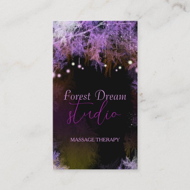 Chic Purple Forest Massage Therapy Business Cards (Front)