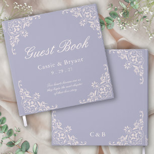 Chic Purple French Lilac Wedding Guest Book