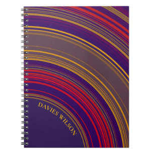 Chic purple geometric pattern custom name notebook