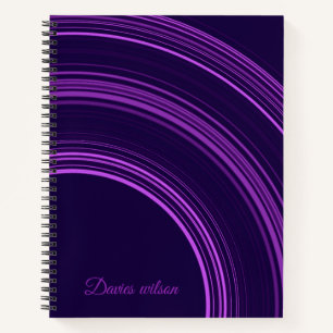 Chic purple geometric pattern monogram name notebook