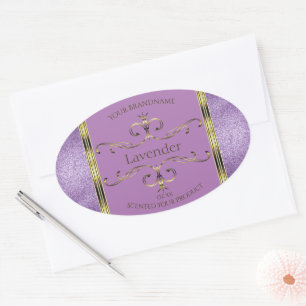 Chic Purple Glitter and Gold Ornate Product Labels