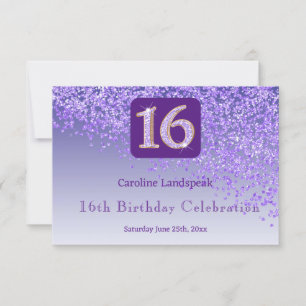 Chic Purple Glitter, Sixteen Birthday RSVP