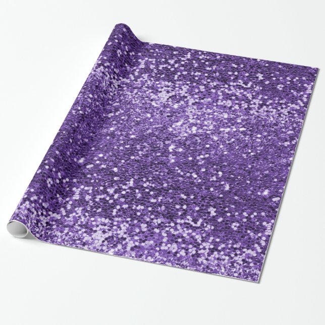 Chic Purple Glitter Sparkle Luxury Wrapping Paper (Unrolled)