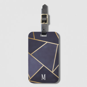 Chic Purple & Gold Abstract Monogram Luggage Tag