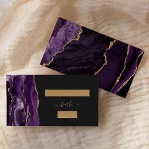 Chic Purple Gold Agate Dark Wedding Escort Place Card