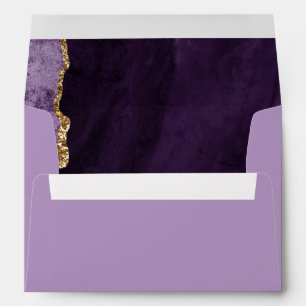 Chic Purple Gold Glitter Agate Custom Address Envelope