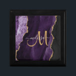 Chic Purple Gold Glitter Agate Custom Monogram Gift Box<br><div class="desc">Wrap your gift in style with this elegant personalised gift box featuring purple agate accented with faux gold glitter. Personalise your monogram initial in hand lettered script calligraphy with your name above. A unique girly gift for birthday,  holidays and any special occasion. Designed just for you by Extreme Tees!</div>