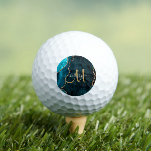 Chic Purple Gold Glitter Agate Custom Monogram Gol Golf Balls